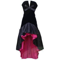 Saint Laurent Rive Gauche stunning black and fuchsia dress