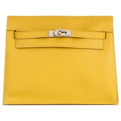Hermès Mini Kelly 20 Verso In Jaune Ambre And Gold Chèvre Mysore With  Palladium Hardware in Yellow