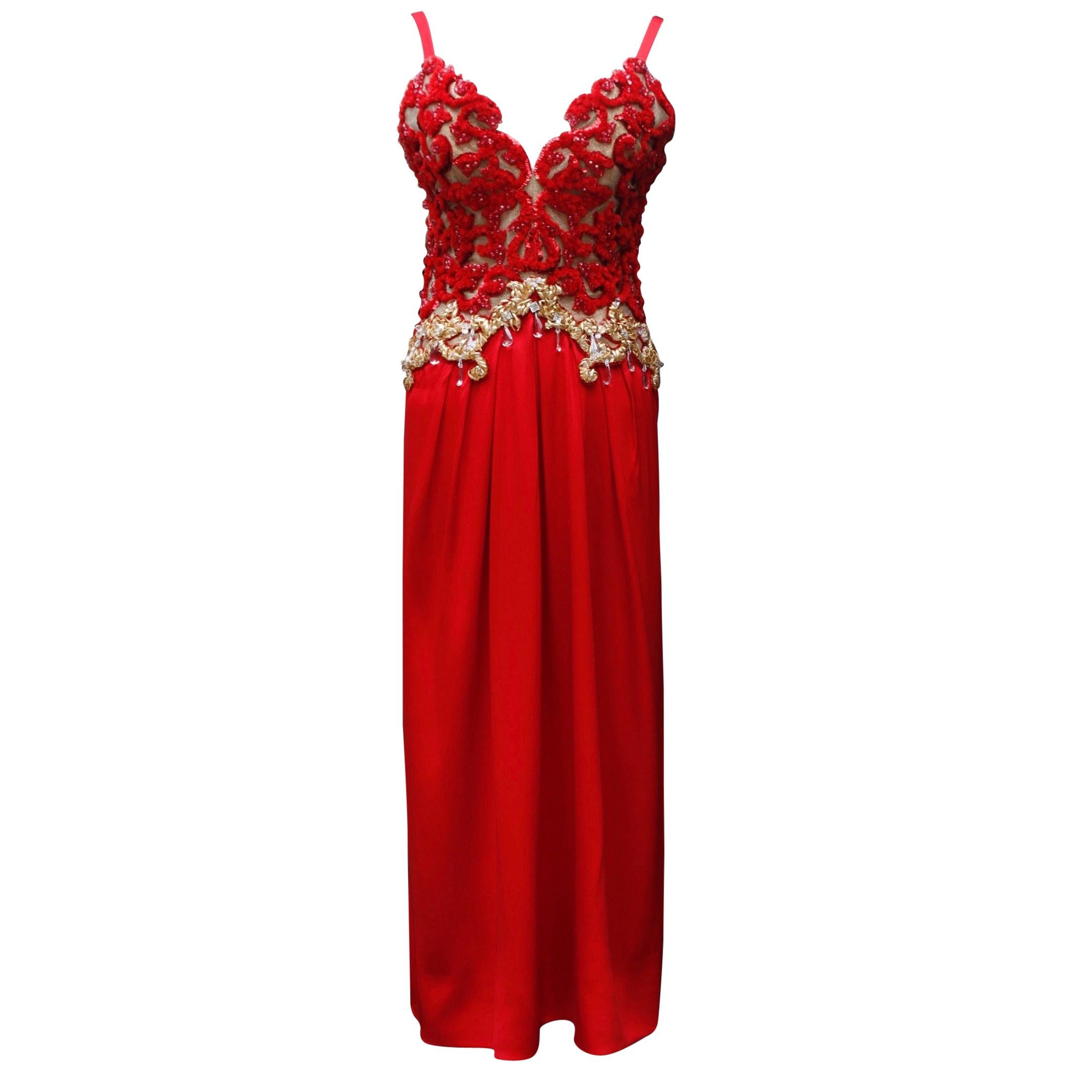 Givenchy Haute Couture gorgeous red and gold evening dress