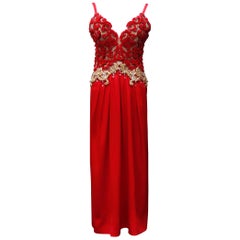 Vintage Givenchy Haute Couture gorgeous red and gold evening dress