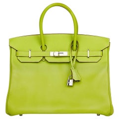 2011 Hermes Kiwi & Lichen Epsom Leather Candy Collection Birkin 35