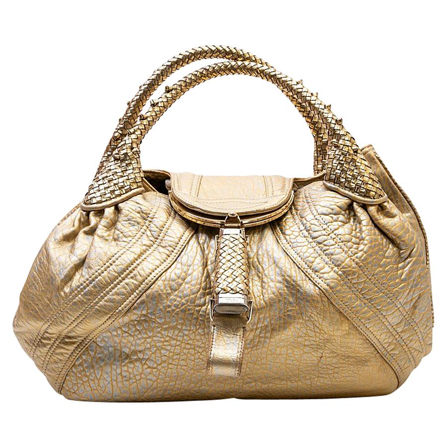 FENDI Flap Bag, Spy Model, in Silver and Gold Leather