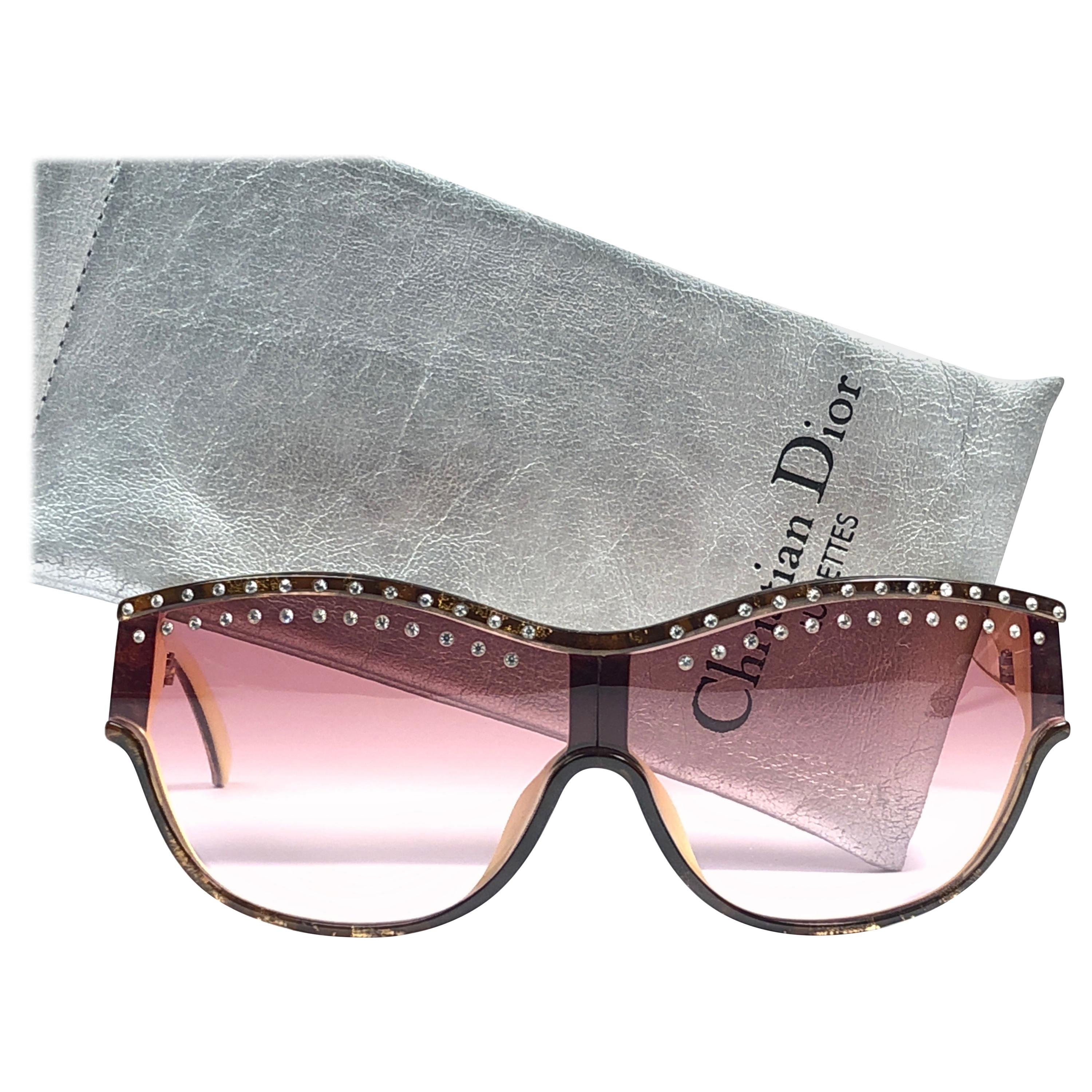 New Vintage Christian Dior 2438 Rhinestones Accents 1980's Sunglasses