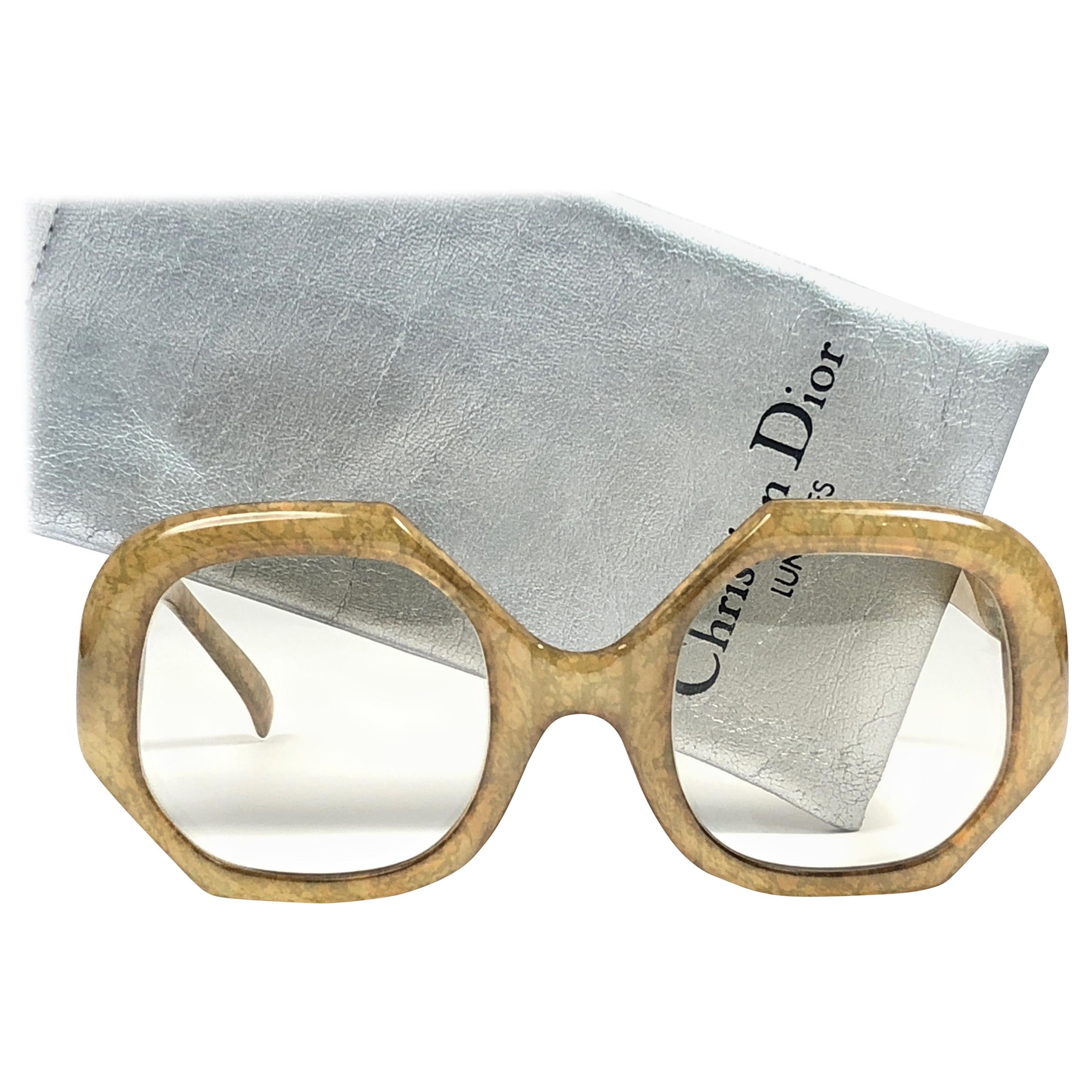 New Vintage Christian Dior 2031 60 Jasped Green Optyl Sunglasses Germany For Sale