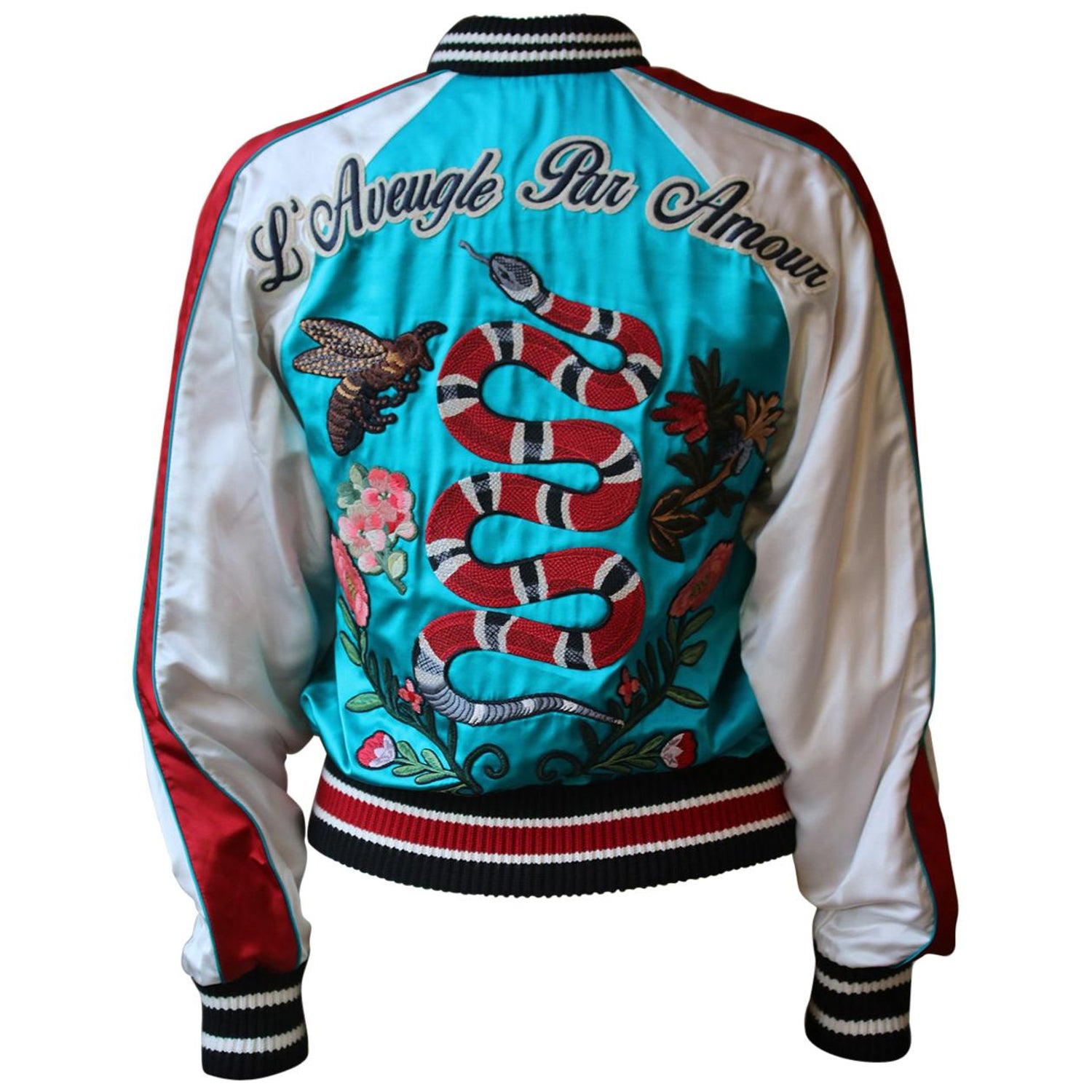Gucci DIY Appliquéd Silk-Satin Bomber Jacket at 1stDibs | gucci silk bomber  jacket, gucci satin jacket, gucci satin bomber jacket