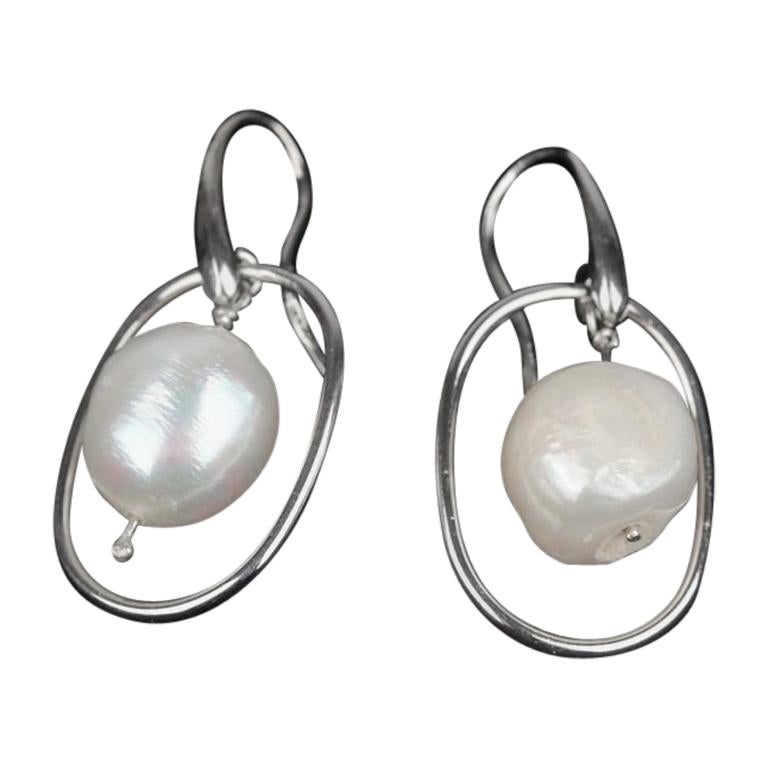 Handmade in Italy 925 Sterling Silver Earrings with Baroque Pearls Beads