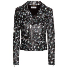 Saint Laurent Veste classique L01 en cuir à imprimé floral