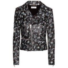 Saint Laurent Classic L01 Lederjacke mit Blumendruck