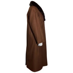 Silk mink coat with inside fur / trenchcoat by ROLI. Dark brown (11)