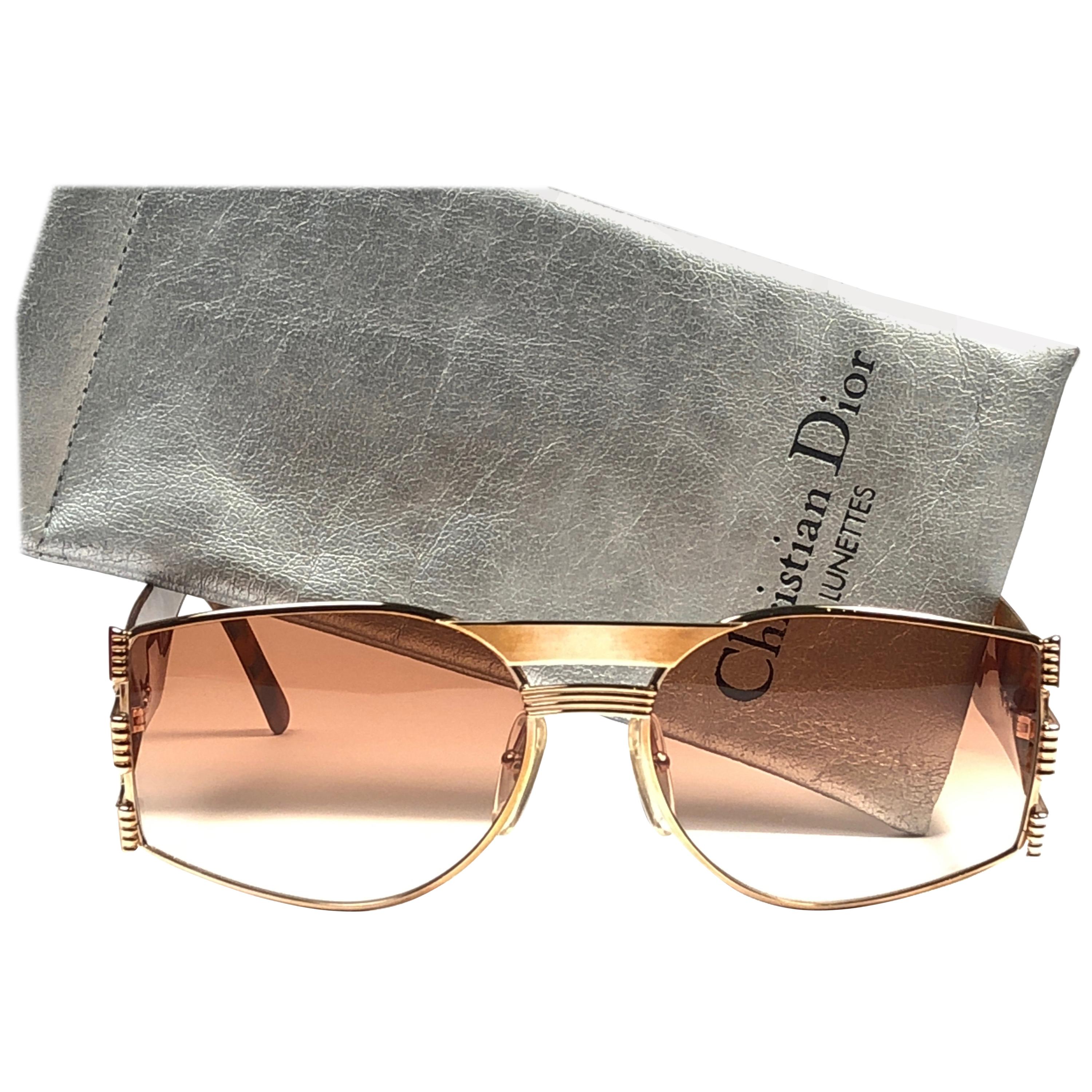 New Vintage Christian Dior 2562 Gold & Tortoise 1980's Sunglasses For Sale