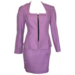 Thierry Mugler 1990s Lilac Linen Jacket & Skirt set Size 4. 