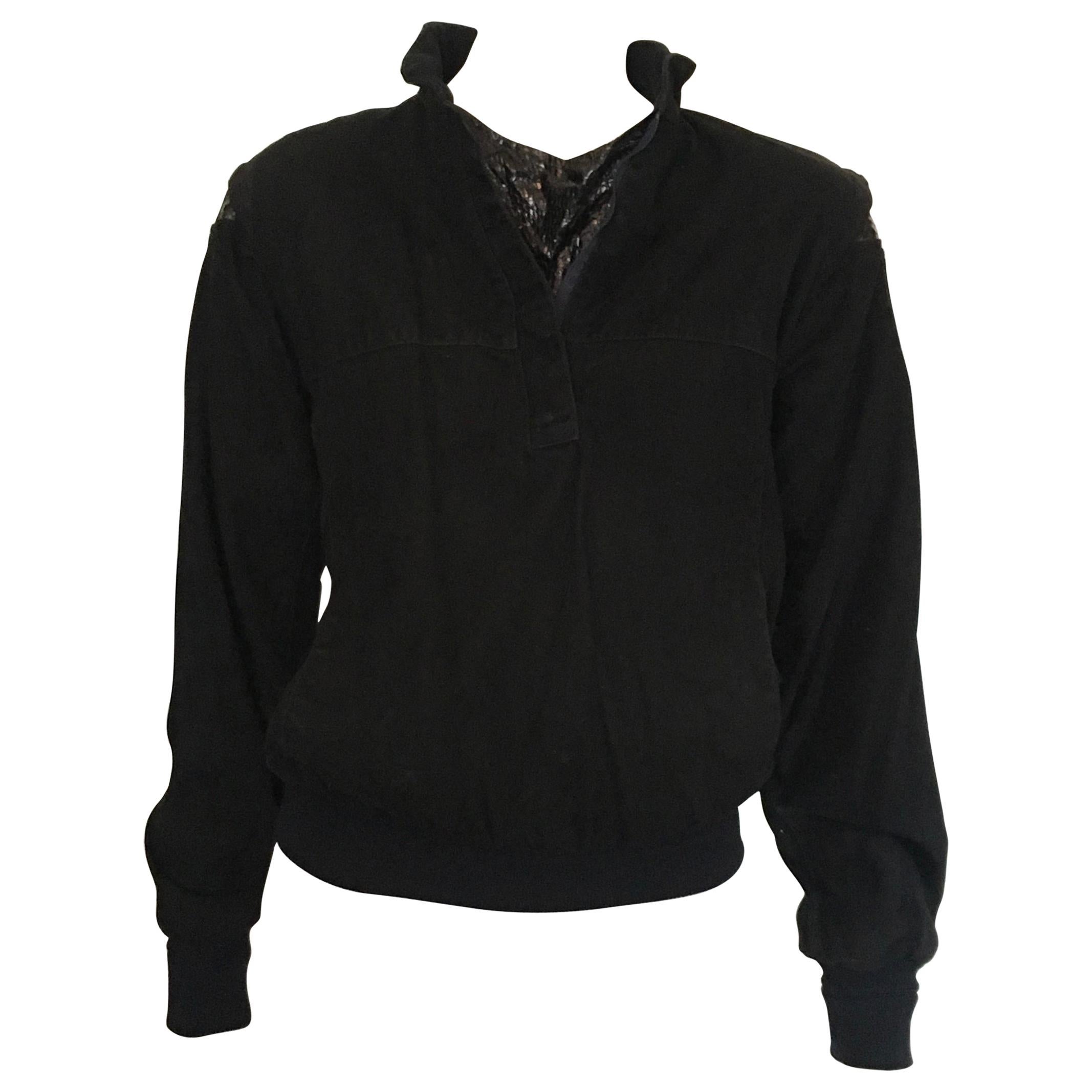 Valentino 1980s Black Pullover Jacket Size 8. For Sale