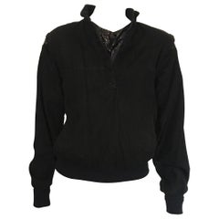 Retro Valentino 1980s Black Pullover Jacket Size 8.