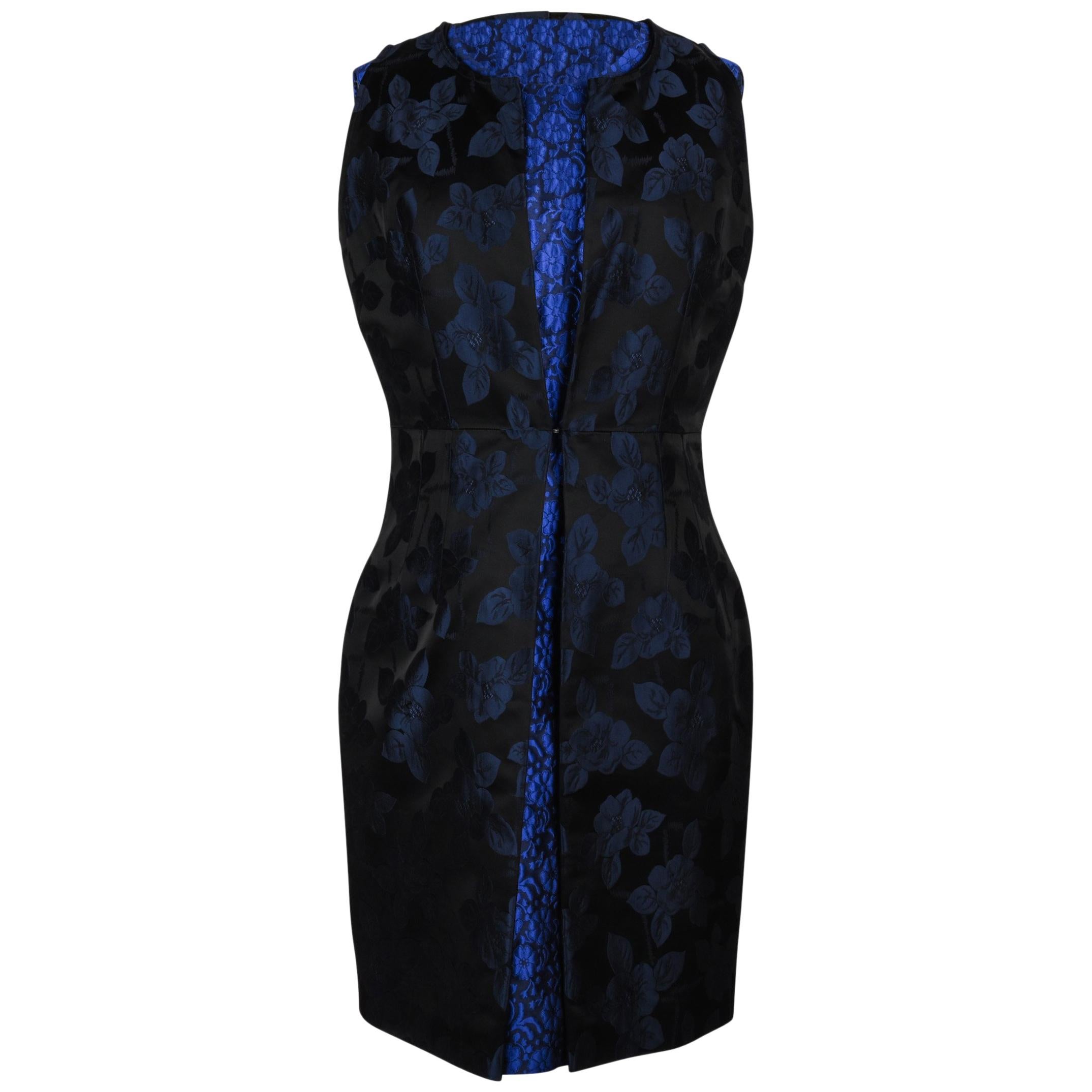 Christian Dior Dress Blue Floral Print w/ Long Sleeveless Vest 8 at ...