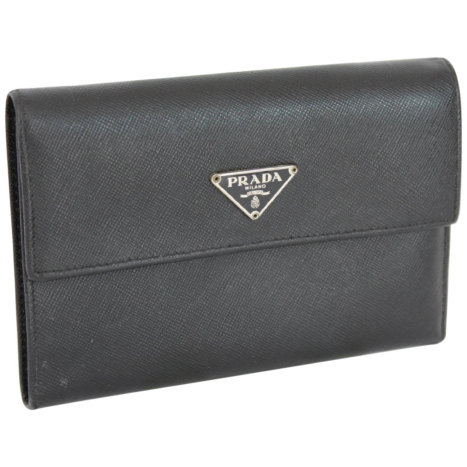 Prada Wallet Briefcases Leather Vintage Black, 1990s at 1stDibs | prada  milano dal 1973, prada wallet vintage, prada vintage wallet