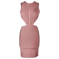 Herve Leger Dress Bandage Cutout Waist and Rear Dusty Pink XS nwt