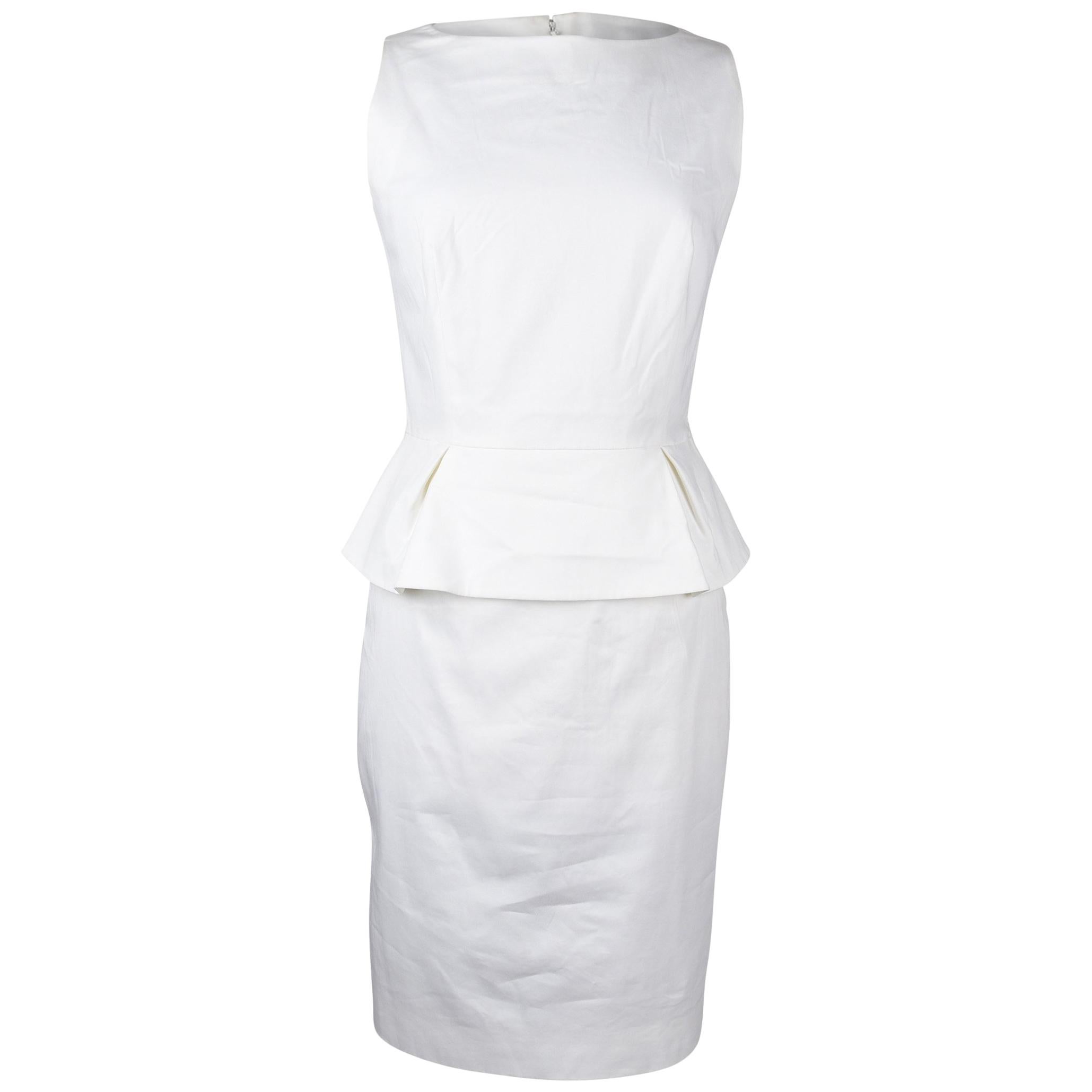Christian Dior Dress White Cotton Peplum 8 Mint 