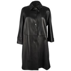 Prada Coat Classic Black Soft Supple Lambskin Leather 8