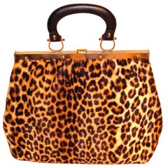 Vintage Oversized Leopard Satchel 1960's MOD & Great  HOLIDAY