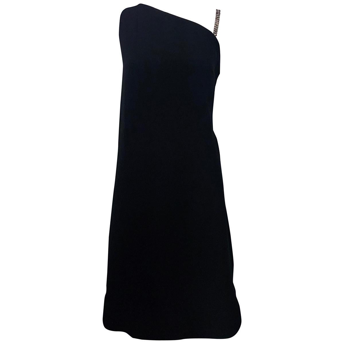 1960s Guy D. Plus Size 14 / 16 Demi Couture Black One Shoulder Cocktail Dress For Sale