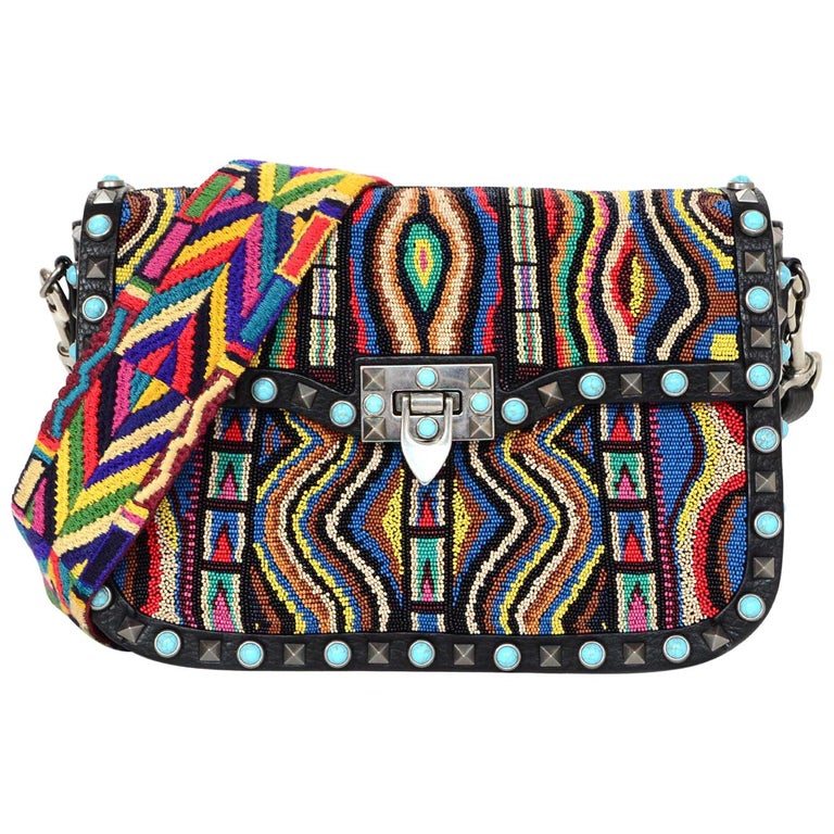 Valentino Beaded Rolling Signature Rockstud Medium Crossbody Flap Bag
