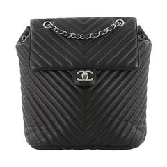 Black Chevron Quilted Lambskin Small Urban Spirit Backpack