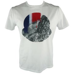 MONCLER Size XL White Graphic Cotton T-shirt