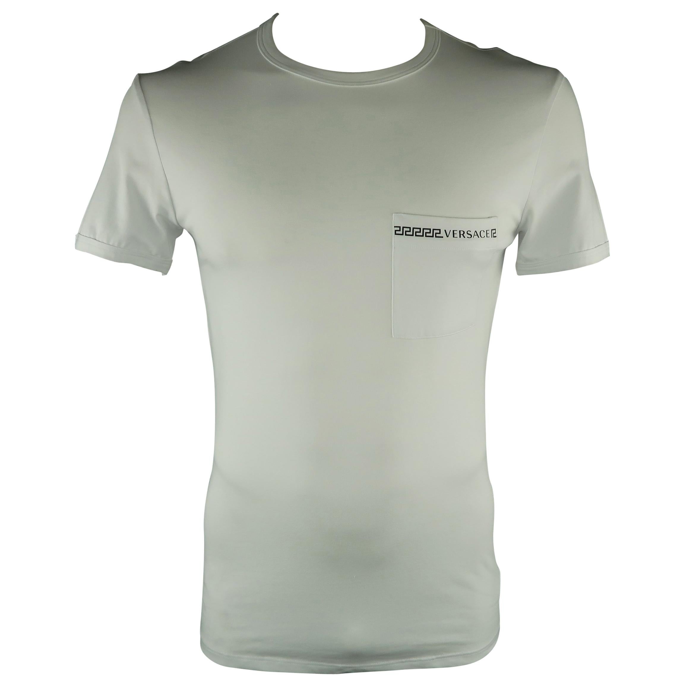 VERSACE Size M White Solid Cotton Blend T-shirt
