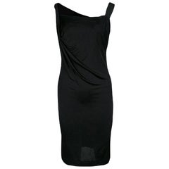Vivienne Westwood Anglomania Black Jersey Asymmetric Draped Sleeveless Dress XS