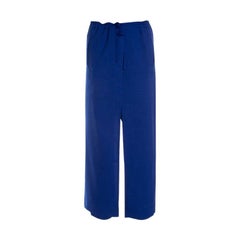 Issey Miyake Blue Split Tie Front Elasticized Waist Loose Pants S