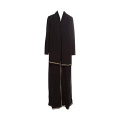 Tory Burch Black Mirror Embellished Silk Abaya and Scarf Set S