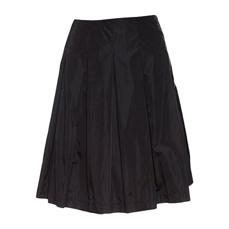 Prada Black Pleated A Line Skirt M