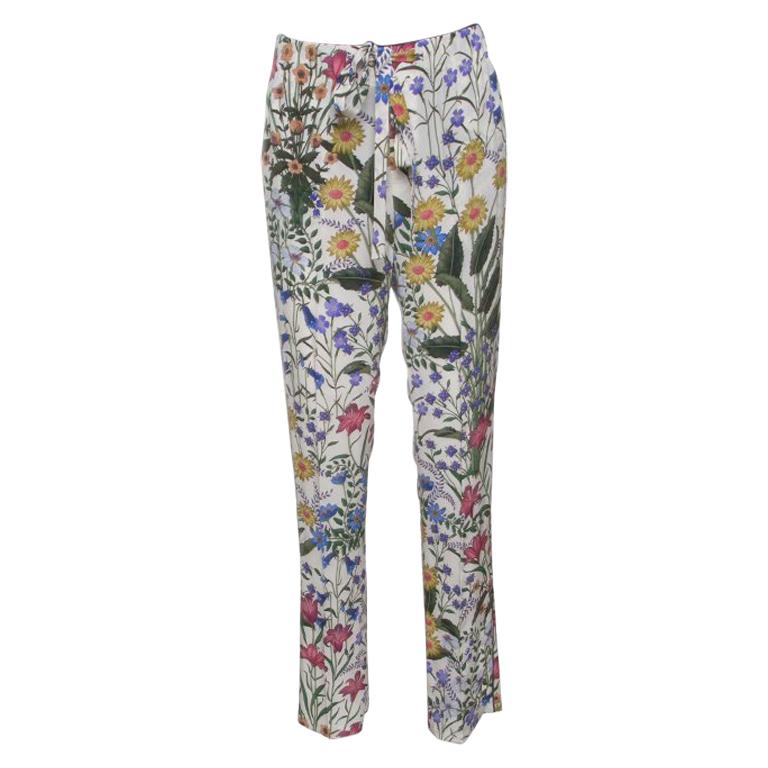 GUCCI Size 30 Floral Painted Medium Wash Jeans 2001 at 1stdibs