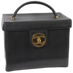 Chanel Vintage Rigide Vanity Case 90s Caviar Leather