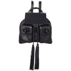 Gucci Black Leather Medium Bamboo Backpack Bag W/ Tassel Drawstring rt. $2, 590