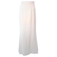 Vintage YVES SAINT LAURENT White Silk Full Length Mermaid Maxi Skirt Size 38 