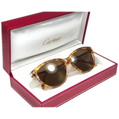 Cartier Eclat Jaspe Gold Sunglasses Brown France 18k Gold 1991