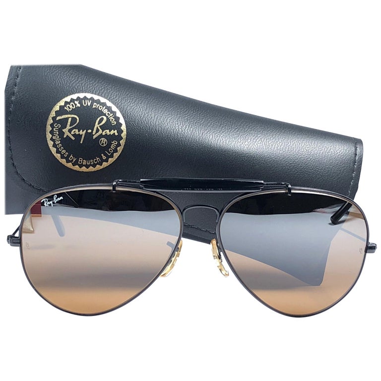New Ray Ban Vintage Outdoorsman Black B15 Top Mirror 62Mm Sunglasses, 1970s at 1stDibs