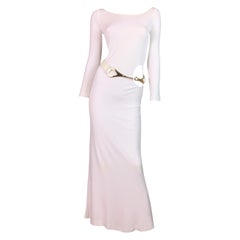 F/W 1996 Gucci by Tom Ford White Cut-Out Gown Dress W/ Matching Belt