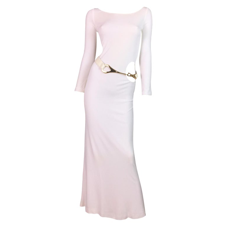 F/W 1996 Gucci by Tom Ford White Cut-Out Gown Dress W/ Matching Belt at  1stDibs | tom ford gucci white dress, gucci white gown