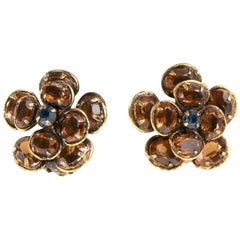 Iradj Moini Crystal Flower Clip On Earrings