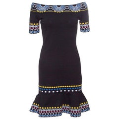 Peter Pilotto Black Jacquard Day Knit Off Shoulder Peplum Dress S