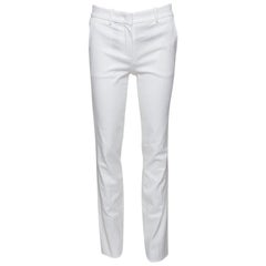Roberto Cavalli Firenze White Cotton High Waist Straight Fit Pants M