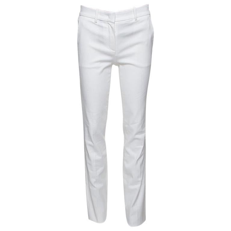 Roberto Cavalli Firenze White Cotton High Waist Straight Fit Pants L