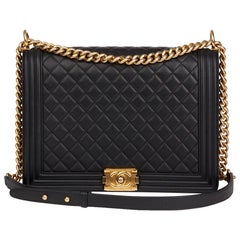 2015 Chanel Black Quilted Lambskin Large Le Boy Bag