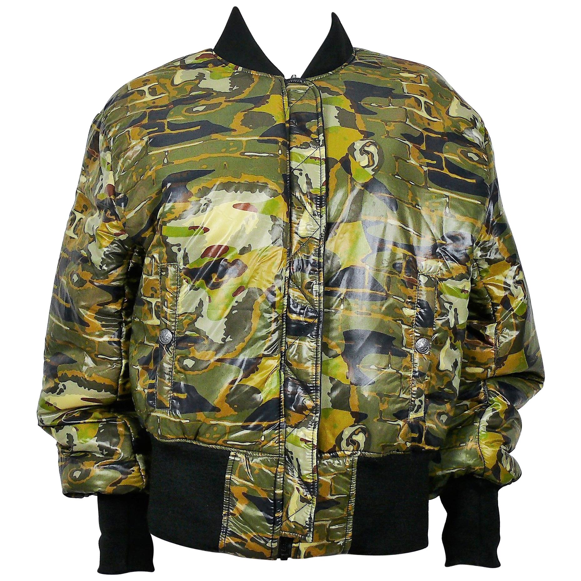 Jean Paul Gaultier Vintage Camouflage Faces Reversible Bomber Jacket at ...