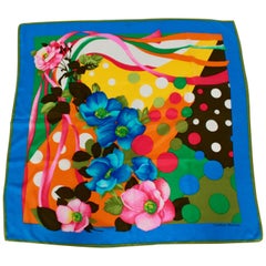 Retro Carolina Herrera Colorful Silk Scarf 