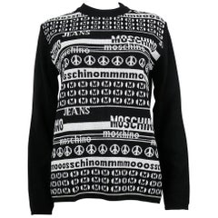 Moschino Vintage Noir et Blanc Écran d'ordinateur Laine Light Pull Taille M