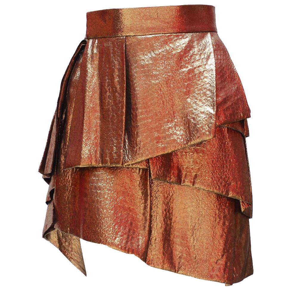 Alexandre Vauthier Gold Layered Skirt Size 38 For Sale