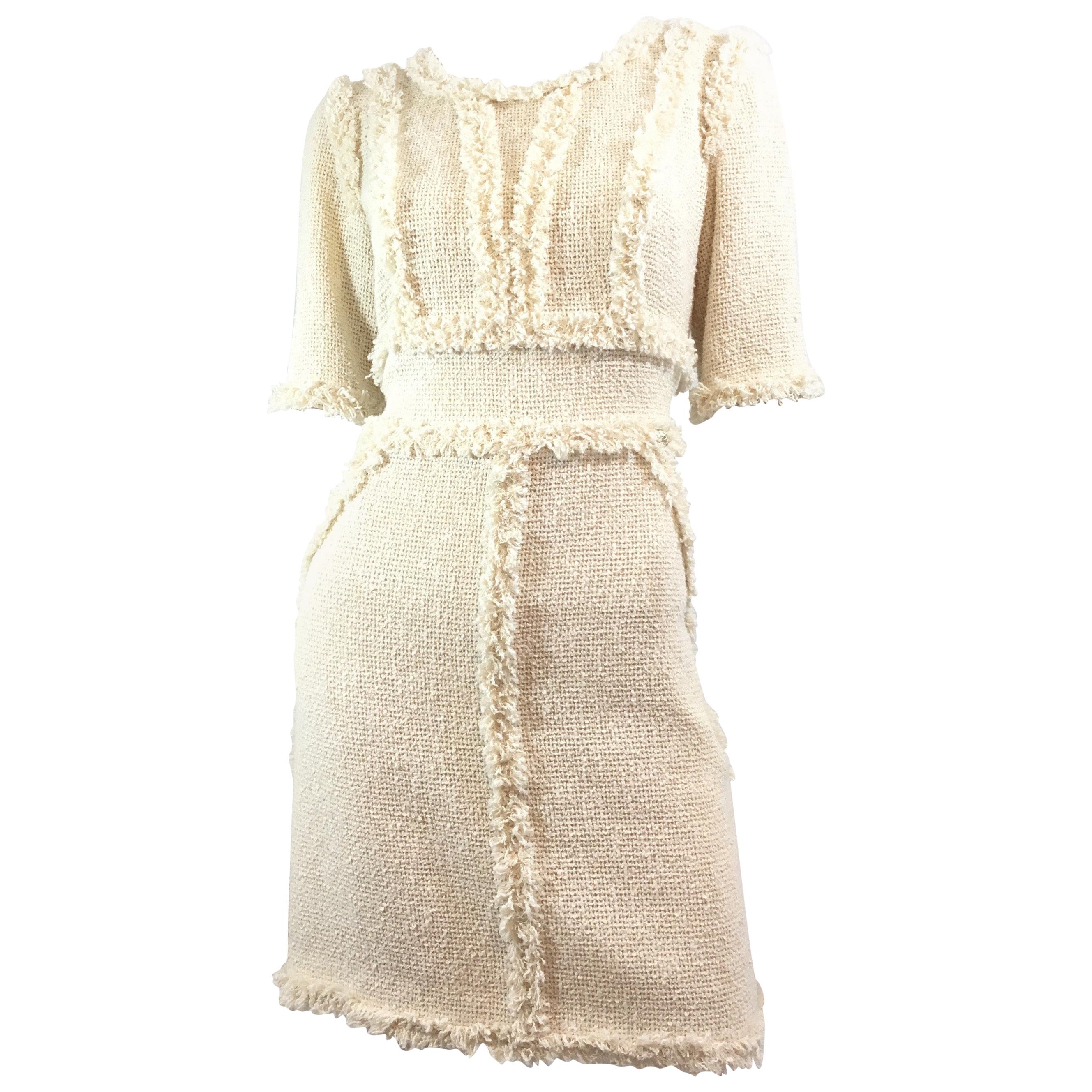 Chanel Fringe Tweed Knit Dress